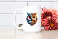 Vibrant Watercolor Owl with Flowers, PNG Product Image 2