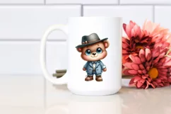 Watercolor Baby Bear Big Eyes with Hat Clipart Product Image 2