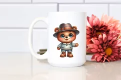 Watercolor Baby Bear Big Eyes with Hat Clipart Product Image 2