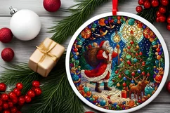 Round Christmas Ornament Sublimation|Clipart Product Image 2