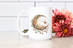 Vintage Half Moon with Stars, Postcard Style PNG Product Image 2