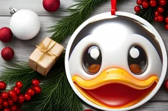 Duck Smiling Round Ornament Sublimation PNG Product Image 2