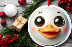 Duck Smiling Round Ornament Sublimation PNG Product Image 2