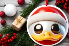 Duck Smiling Round Ornament Sublimation PNG Product Image 2