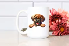 Cute Enthusiastic Mastiff Baby Smiling Watercolor Flower | Product Image 2
