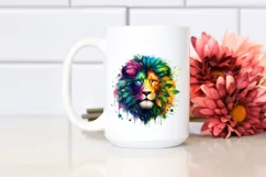 Abstract Vibrant Watercolor Lion PNG Product Image 2