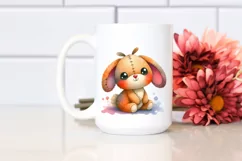 Smiling Cute Baby Rabbit Watercolor Clipart Product Image 2