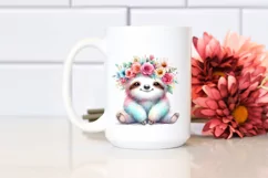 Cartoon-Style Sloth with Flower Crown PNG Product Image 2