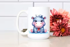 Vibrant Cute Hippo Sailor Suit Clipart Product Image 2