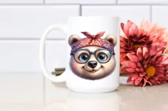 Watercolor Bear Big Eyes with Bandana Clipart Product Image 2