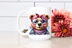 Watercolor Bear Big Eyes with Bandana Clipart Product Image 2