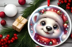 Polar Bear Smiling Round Ornament Sublimation PNG Product Image 2
