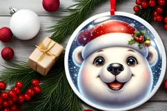 Polar Bear Smiling Round Ornament Sublimation PNG Product Image 2