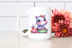Colorful Babies Watercolor Hippo | Sublimation | Clipart Product Image 2