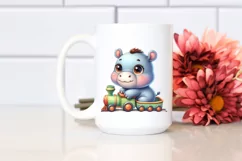 Colorful Babies Watercolor Hippo | Sublimation | Clipart Product Image 2