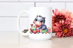 Colorful Babies Watercolor Hippo | Sublimation | Clipart Product Image 2