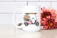 Vintage Golf Cart Flowers Decor | Sublimation Clipart Product Image 2