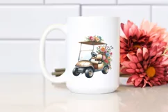 Vintage Golf Cart Flowers Decor | Sublimation Clipart Product Image 2