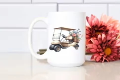 Vintage Golf Cart Flowers Decor | Sublimation Clipart Product Image 2