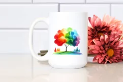 Colorful Watercolor Rainbow Trees | Sublimation | Clipart Product Image 2