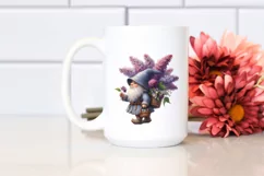 Detailed Gnome Lilac Bouquet Watercolor Product Image 2
