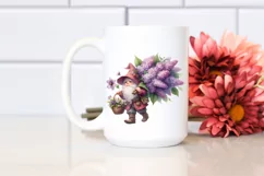 Detailed Gnome Lilac Bouquet Watercolor Product Image 2