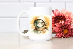 Vintage Yellowish Astronaut Boy | Clipart Product Image 2