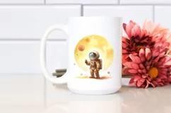 Vintage Yellowish Astronaut Boy | Clipart Product Image 2