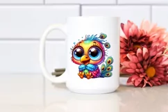Colorful Peacock Cartoon Clipart Sublimation Product Image 2