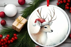 Rein Deer Christmas Ornament Sublimation PNG Product Image 2