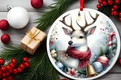 Rein Deer Christmas Ornament Sublimation PNG Product Image 2