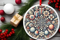 Round Christmas Ornament Sublimation|Clipart Product Image 1