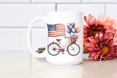 Vintage Bicycle Balloons USA Flag | Sublimation Clipart Product Image 2