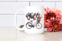 Bicycle with Balloons in USA Flag Colors | Watercolor Product Image 2