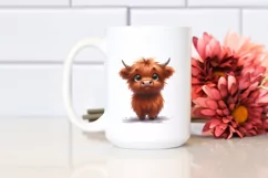 Funny Highland Cow Watercolor PNG Product Image 2