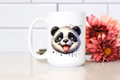 Funny Panda Portrait Smiling with Tongue Out | Watercolor Product Image 2