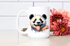 Funny Panda Portrait Smiling with Tongue Out | Watercolor Product Image 2