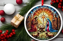 Round Christmas Ornament Sublimation|Clipart Product Image 1