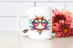 Dragonfly with Sunglasses | Vibrant Watercolor Clipart Product Image 2
