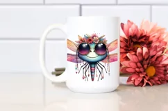 Dragonfly with Sunglasses | Vibrant Watercolor Clipart Product Image 2