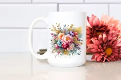 Colorful Bouquet Gold Foil Clipart Product Image 2