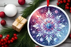 Snow Flake Christmas Ornament Sublimation PNG Product Image 2