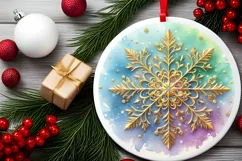 Snow Flake Christmas Round Cute Ornament Sublimation Product Image 1