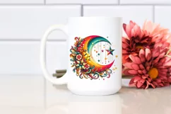 Vintage Half Moon with Stars, Postcard Style PNG Product Image 2
