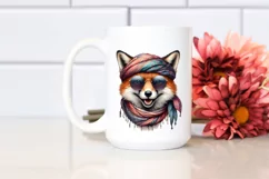 Fox with Silk Scarf | Detailed Watercolor Clipart Product Image 2