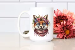 Fox with Silk Scarf | Detailed Watercolor Clipart Product Image 2