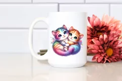 Cute Colorful Kitten Baby Smiling Watercolor Flower | Product Image 2