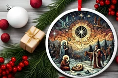 Round Christmas Ornament Sublimation|Clipart Product Image 1