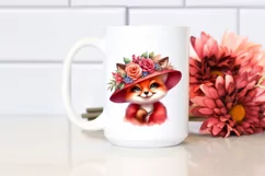 Fox with Vintage Diva Look | Vibrant Watercolor Clipart Product Image 2