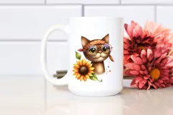 Brown Cat Skinny Body Big Head Clipart Product Image 2